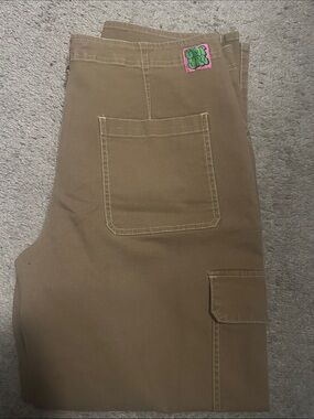 Empyre Brown Straight-Leg Carpenter Pants with Pink & Green Logo Patch